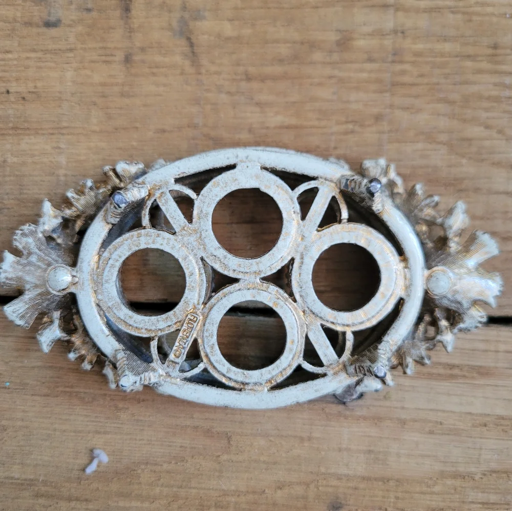 Vintage Florenza Gold/White Lipstick Holder